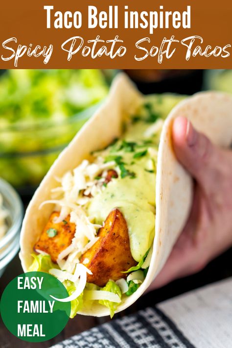 Potato Soft Tacos, Taco Bell Potatoes, Mind Recipes, Soft Tacos Recipes, Taco Spice Blend, Vegetarian Ideas, Potato Tacos, Soft Tacos, Breakfast Potatoes