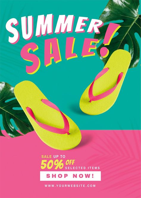 50% off summer sale vector promotion advertisement | free image by rawpixel.com / Cuz Summer Sale Poster, Summer Sale Banner, Sale Template, Summer Promotion, Summer Banner, Banner Designs, Instagram Promotion, Promotional Banners, Food Graphic Design