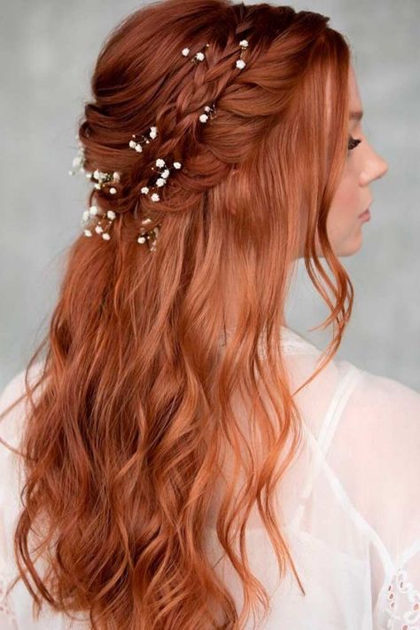 Long Red Hair, Easy Summer Hairstyles, Half Up Half Down Hair, Long Red, Hair Vine, Wedding Hair And Makeup, Ginger Hair, Easy Summer, Long Hair Cuts