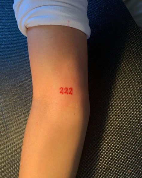 Small 222 Tattoo, Red Number Tattoo, 222 Tattoo Fonts, 222 Tattoo Design, 222 Tattoo Ideas, 222 Tattoos, Tattoo Ideas Ankle, 222 Angel Number Tattoo, Tattoo Ideas And Meanings