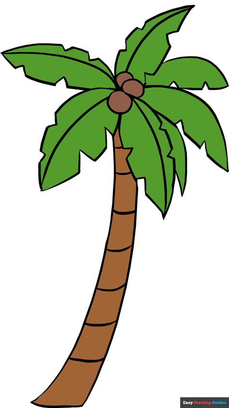 Draw A Palm Tree, Palm Tree Outline, Coconut Tree Drawing, Palm Tree Sketch, Cartoon Palm Tree, Tree Painting Easy, Tree Drawing Simple, Palm Tree Drawing, Trees For Kids