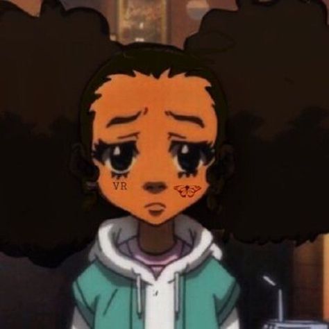 jazmine dubois w black hair Jazmine Boondocks Pfp, Profile Picture Cartoon Black Hair, Jazmine Boondocks, Black Couple Outfits, Jazmine Dubois, Baddie Pfp, The Boondocks Cartoon, Boondocks Drawings, Trippy Cartoon