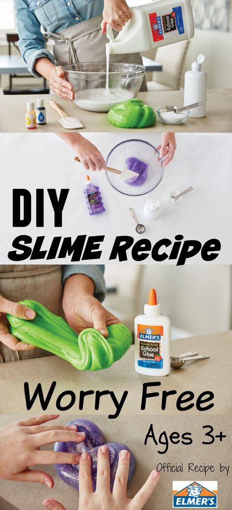 Elmers Slime Recipe, No Borax Slime, Slime Recipe Kids, Borax Slime Recipe, Free Slime, Borax Slime, Worried Kids, Contact Solution, Making Slime