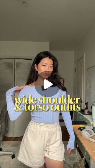 Em Chen on Instagram: "square bodies UNITE (beast titan and minecraft bodies im lookin at you, we are beautiful) #wideshoulders #outfitideas #bodytype #kibbebodytypes #longtorsogang 

tops worn:
strapless - thrifted
halter - @urbanoutfitters 
boat neck - @astrthelabel 
square beck - @abercrombie" Outfit For Big Shoulders, Halter Neck Tops Outfit, Outfit Ideas For Wide Shoulders, Tops For Wide Shoulders Body Types, Wide Arms Outfit, Outfits For Wide Shoulders For Women, Clothes For Wide Shoulders, Wide Shoulders Outfits, Outfits For Long Torso Body Types