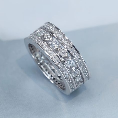 Faster shipping. Better service Wide Band Rings Women, Chunky Diamond Rings, Diamond Bands For Women, Wide Band Wedding Ring, Wide Band Diamond Rings, Anniversary Bands For Her, Wide Diamond Bands, Classy Engagement Ring, Alternative Ring