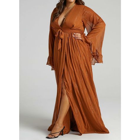 Thigh Split Dress, Split Dress Thigh, Wedding Guest Outfit Fall, Holiday Maxi Dress, Plus Size Clothing Online, Trend 2024, Rust Dress, Maxi Dress Online, Dangerous Woman