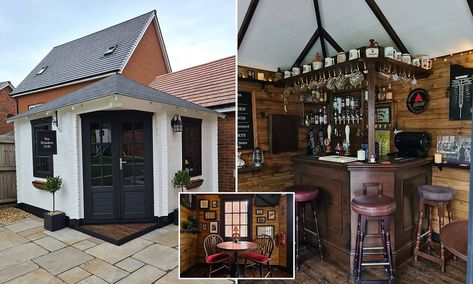 Diy Shed Bar Ideas, Backyard Pub Shed Ideas, Pub Shed Ideas, Shed Ideas Interior, Backyard Pub Shed, Garden Pub Shed, Backyard Shed Bar Ideas, Shed Pub, Home Pub Ideas