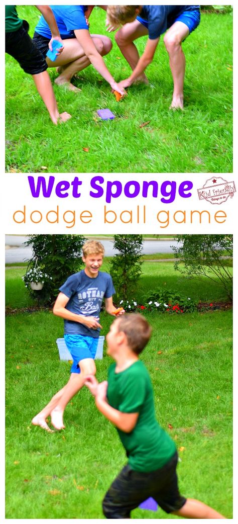 Wet Sponge Dodge Ball Game - The ultimate summer or warm-weather water outdoor game for kids, teens, and adults. The best water game for your backyard party. www.kidfriendlythingstodo.com #game #summer #water #outdoor #party #backyard #school #fun #adults #kids #teens Backyard School, Outdoor Camping Games, Fun Water Games, Outdoor Water Games, Summer Camp Games, Party Backyard, Water Kids, Summer Camp Activities, Water Games For Kids