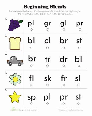 These picture names are each missing the first two letters which make a consonant blend. Kids choose the correct blend and write it to complete the word. Blend Words Worksheets, Consonant Blends Worksheets, Beginning Blends, Phonological Awareness Activities, Phonics Blends, Letter Blends, Blends Worksheets, Blends And Digraphs, Blending Sounds