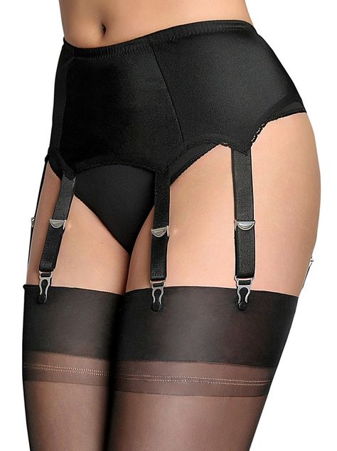 Nylon Dreams 6 Strap Suspender Belt, Bridal, Party, Everyday Wear Black Garter Belt, Black Garter, Garter Belt And Stockings, Suspender Clips, Stocking Tops, Vintage Stockings, Stockings And Suspenders, Black Stockings, Nylon Stockings