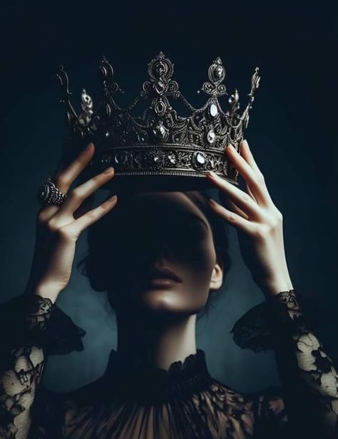 Royal Women Aesthetic, Queencore Aesthetic, Queen Photoshoot Ideas, Dark Queen Aesthetic, Woman With Crown, Fierce Aesthetic, Dark Royalty, Dark Royalty Aesthetic, Gothic Crown