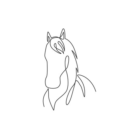 Horse Line Art, Horse Head Drawing, Horse Outline, Animal Symbol, Horse Tattoo Design, Cute Pony, Cute Ponies, Logo Identity, Single Line Drawing