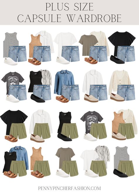 Casual Wardrobe Essentials, Plus Size Capsule, Travel Capsule Wardrobe Summer, Plus Size Capsule Wardrobe, Create Capsule Wardrobe, Redo Clothes, Penny Pincher Fashion, 60 Outfits, Alexa Webb