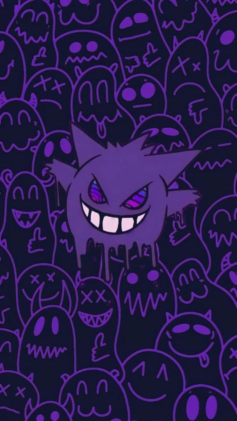 Pokemon Ghost Type, Dark Pokémon, Doflamingo Wallpaper, Ghost Type Pokemon, Gengar Pokemon, Japanese Wallpaper Iphone, Pokemon Halloween, Ghost Pokemon, Dark Purple Wallpaper