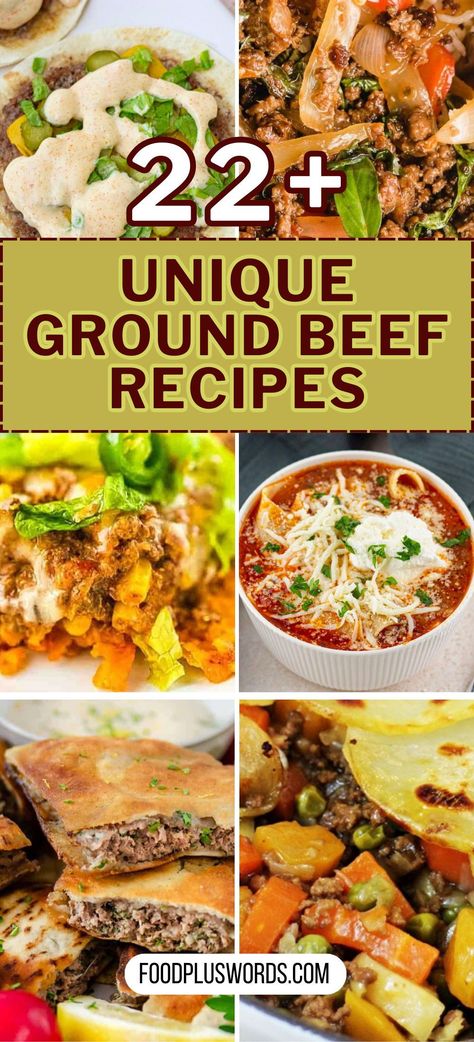 Make dinner easy with these ground beef recipes. Whether it's stew or salad, there's something for everyone. These recipes use simple, healthy ingredients and are perfect for any night. Enjoy the tasty flavor of ground beef in these satisfying meals. New Ground Beef Recipes, Ground Beef Comfort Food Dinners, Recipes Using Cooked Ground Beef, Ground Beef Recipes No Cheese, Quick Weeknight Dinners Ground Beef, Ground Beef Dinners For Two, Fun Ground Beef Recipes, Super Quick Ground Beef Dinner, Super Simple Ground Beef Recipes