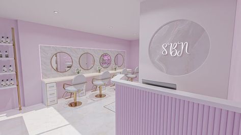 This stunning feminine, intimate salon is so pretty, carrying through a pastel pink scheme with dashes of brass to provide a luxurious aroma. Blush Colour Scheme, Pink Scheme, Hair Salon Furniture, Hair Salon Interior Design, Nail Salon Interior Design, Nail Salon Interior, Hair Salon Design, Salon Suites Decor, Nail Salon Decor