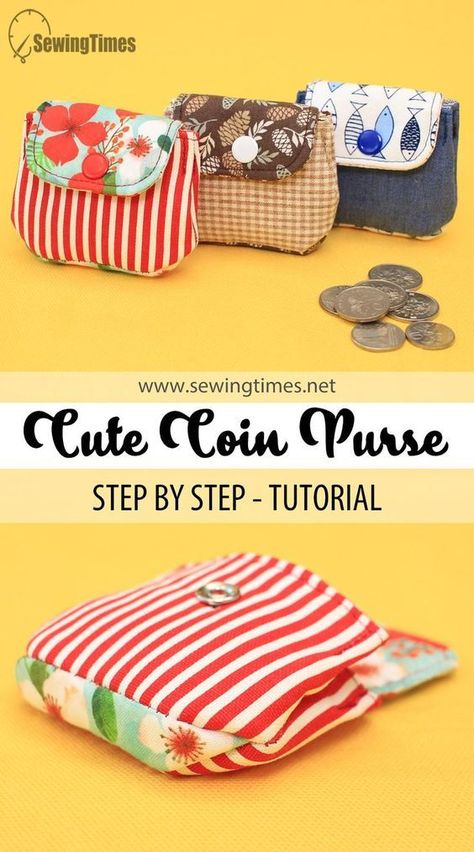 Diy Fabric Purses, Pochette Diy, How To Crochet For Beginners, Diy Coin Purse, Diy Pouch, Purse Patterns Free, Coin Purse Pattern, Purse Sewing, Coin Purse Tutorial