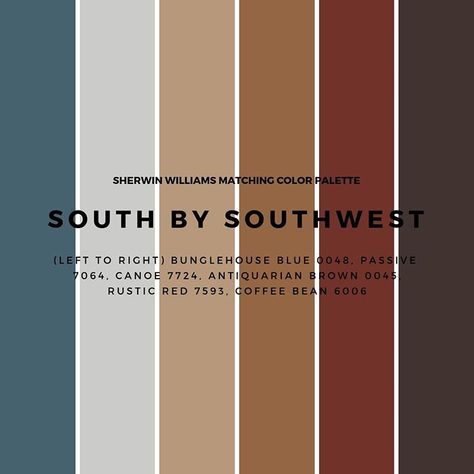 We have combed through the thousands of @sherwinwilliams color swatches to find the PERFECT colors for the South by Southwest Vibe. You're… Southwest Paint Colors, Western Color Palette, Southwestern Color Palette, Modern Southwest Decor, Southwestern Colors, Southwest Colors, Western Rooms, Desert Style, Baked Clay