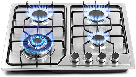 Amazon.com: 22″x20″ Built in Gas Cooktop 4 Burners Stainless Steel Stove with NG/LPG Conversion Kit Thermocouple Protection and Easy to Clean (20Wx22L): Appliances Best Gas Stove, Chassis Design, Cook Top Stove, Stainless Steel Stove, Freestanding Fireplace, Iron Grate, Burner Stove, Gas Cooker, Gas Cooktop