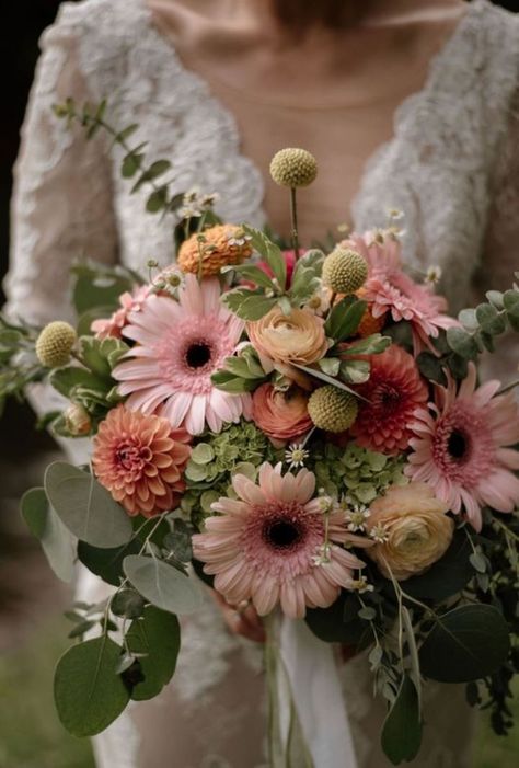 Fun Gerber Daisy Bridal Bouquet Inspo Fall Daisy Wedding Bouquet, Gerbera Wedding Flowers, Daisy And Dahlia Bouquet, Pink Gerbera Daisy Bouquet, Gerber Daisy Eucalyptus Bouquet, Wedding Gerbera Bouquet, Big Daisy Bouquet, Gerber Daisy Flowers, Pink Daisy Wedding Bouquet