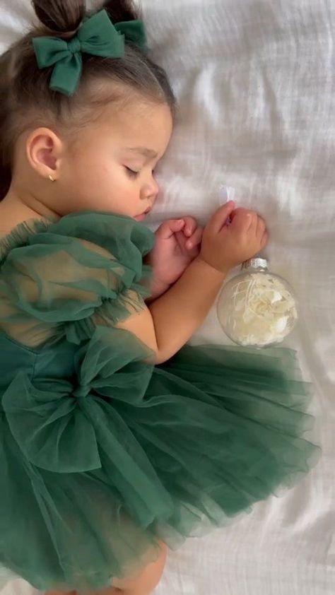 Christmas Baby Outfits, Tulle Puff Sleeves, Daughter And Mom, Girl Christmas Outfit, Christmas Baby Romper, Pigtail Bows, Tulle Bow