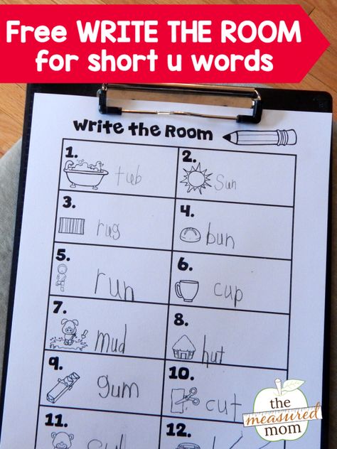 Write Around The Room Kindergarten Free, Read The Room Kindergarten, Write The Room Kindergarten Freebie, Short U Activities, Write The Room Free, Letter Sounds Kindergarten, Alphabet Curriculum, Curriculum For Preschool, Read The Room