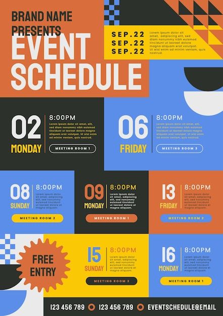 Schedule Design Layout, Graphic Design Schedule, Event Schedule Design, Event Poster Inspiration, Agenda Design, Event Brochure, Event Poster Template, Event Layout, Flyer Design Inspiration