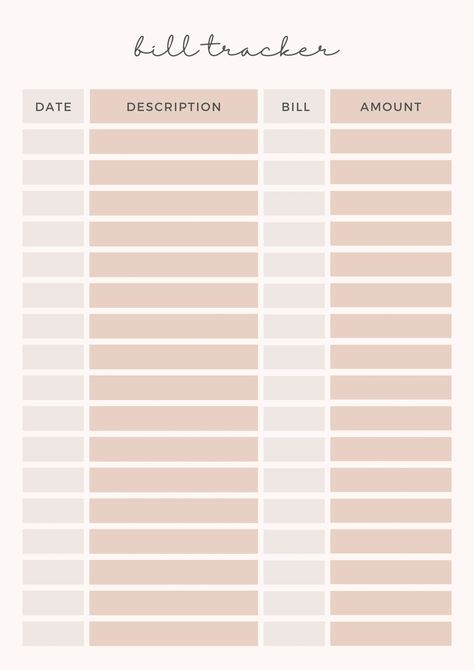 Minimalism Bill Tracker Sheet - Templates by Canva Bills Aesthetic, Printable Bill Tracker, Bill Tracker Printable, Monthly Planning, Budget Planner Template, Budgeting 101, Bill Tracker, Planner Sheets, Monthly Budget Planner