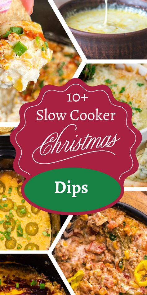 10 Slow Cooker Christmas Dips Holiday Crockpot Dips, Healthy Crockpot Dips, Christmas Crockpot Dips, Warm Christmas Dips, Crockpot Dips For Christmas, Easy Crock Pot Dips For Parties, Slow Cooker Dips And Appetizers, Party Dips Crockpot, Hot Dips For Parties Crock Pots