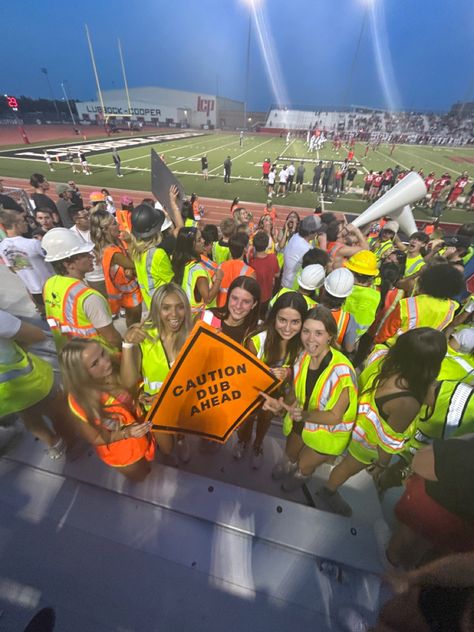 Construction Fb Game, Construction Worker Football Theme, Pool Party Themed Football Game, School Spirit Football Game Outfit, Construction Zone Football Theme, School Spirit Football Games, Cheer Squad Ideas, Hawiann Theme Football Games, Construction Vest Outfit Football Game