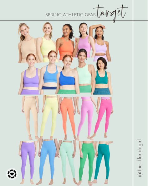 Spring colors colorful workout clothes leggings tops crop Plus Size Gym Outfits, Spring Workout, Light Spring Colors, Leggings Tops, Athletic Gear, Fitness Leggings, Target Finds, Workout Outfits, Target Style