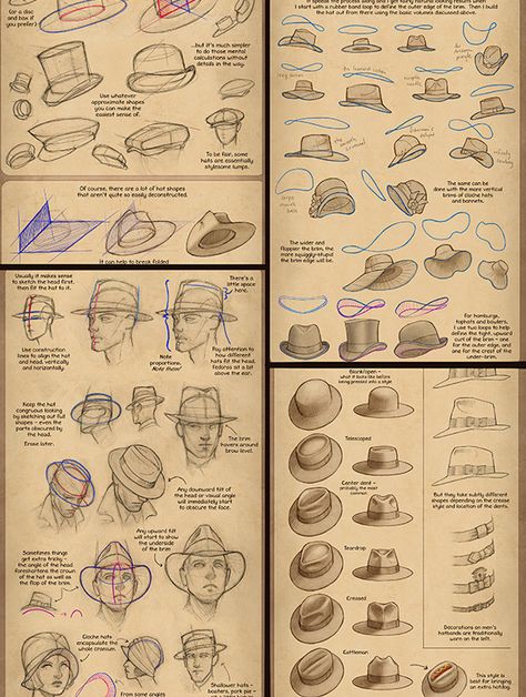 Draw Perspective, Body Studies, Drawing Hats, Hat Drawing, Drawing Book, Anime Base, Reference Poses, Drawing Clothes, Character Designs