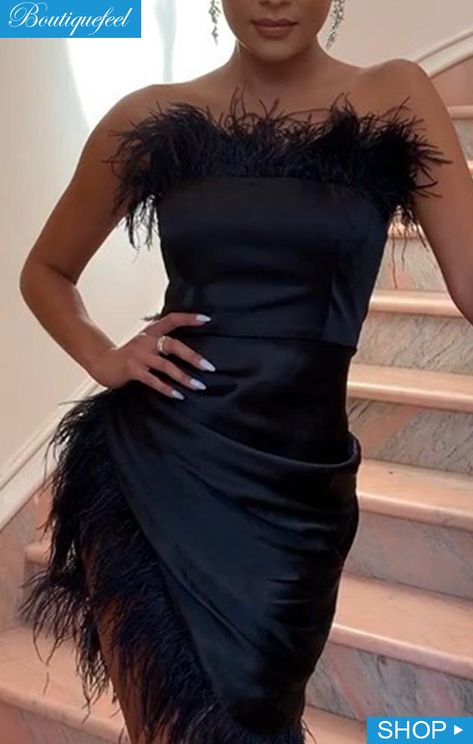 Black Faux Birthday Dresses, Fur Skirt, Party Dress Black, Long Sleeve Print Dress, Sleeveless Mini Dress, Dresses Online, Nasa, Dress Black, Off Shoulder Dress