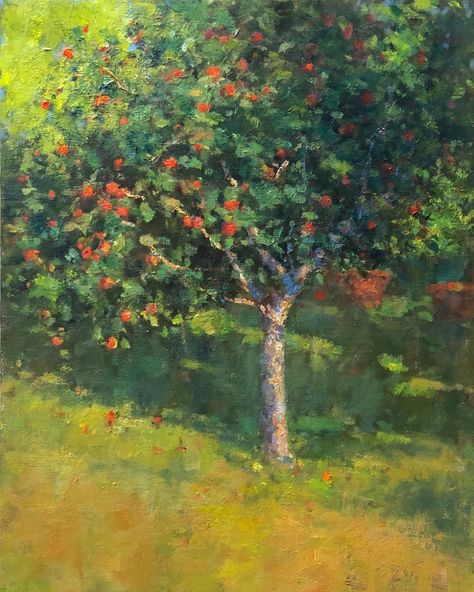 Jim McVicker, 18x14, apple tree Realistic Tree Painting, Fruit Trees Painting, Fruit Tree Painting, Apple Tree Watercolor, Peach Tree Painting Acrylic, Apple Tree Aesthetic, Apple Tree Painting Acrylic, Apple Tree Art, Apple Tree Painting