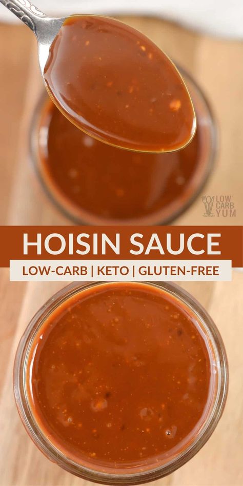 Make your own homemade keto hoisin sauce and use it as a dip or to flavor your favorite Asian dinner recipe. This is a delicious copycat takeout recipe for a tasty sauce! Best part is that you can't tell it's sugar-free. Keto Hoisin Sauce Recipe, Hoisin Sauce Recipe, Asian Keto, Keto Sauce, Keto Chinese, Keto Condiments, Keto Dips, Asian Dipping Sauce, Sushi Sauce