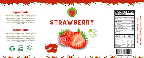 Juice Bottle Label Template on Behance Strawberry Label Design, Strawberry Juice Packaging, Tigernut Drink Label Design, Juice Bottle Label Design, Buko Juice, Drink Label Design, Juice Label Design, Label Minuman, Label Botol