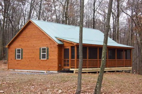 Musketeer Cabin | Prefab Pitched Roof Log Cabin Prefab Log Homes, Prefab Log Cabins, Modular Log Homes, Modular Log Cabin, Cabin Photos, Prefabricated Cabins, Architectural Shingles Roof, Log Cabins For Sale, Log Cabin Floor Plans