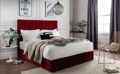 Maroon Bedding, Burgundy Bedroom, Bedroom Design Modern, Bed Boards, Couple Room, Red Bedding, Bedroom Red, White Room, Bed Frame