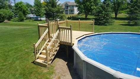 Deck Above Ground Pool, Decks Ideas, Small Above Ground Pool, Swimming Pool Decorations, Above Ground Pool Deck Ideas, Decks Around Pools, Diy Above Ground Pool, Round Above Ground Pool, Above Ground Pool Deck