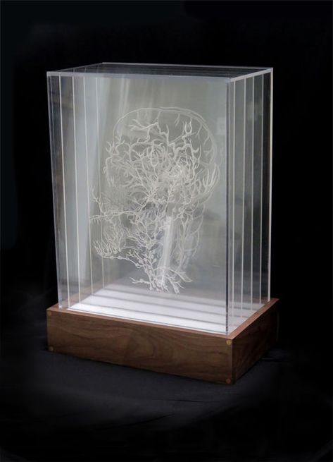 (Pier 9 AiR) inside the box (how to etch and display multiple drawings on transparent acrylic) - All Acrylic Sculpture, Layered Art, Laser Art, Inside The Box, 3d Laser, Outside The Box, Thinking Outside The Box, Glass Etching, Box Art