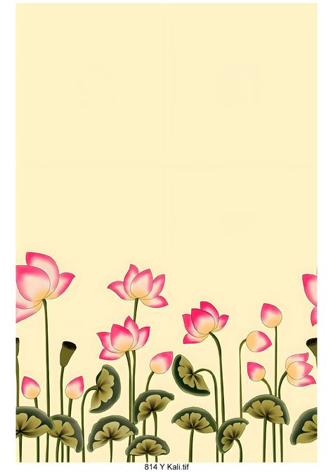 Pichwai Border Design, Pichwai Elements, Pichwai Prints, Wedding Illustration Card, Fabric Colour Painting, Chinese Background, Mughal Art Paintings, Fabric Paint Diy, Lotus Flower Art