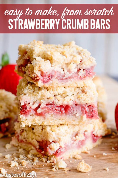 Strawberry Crumb Cake, Strawberry Crumb Bars, Strawberry Bars, Easy Bar Recipes, Dessert Halloween, Crumb Bars, Strawberry Bread, Easy Summer Desserts, Easy Strawberry