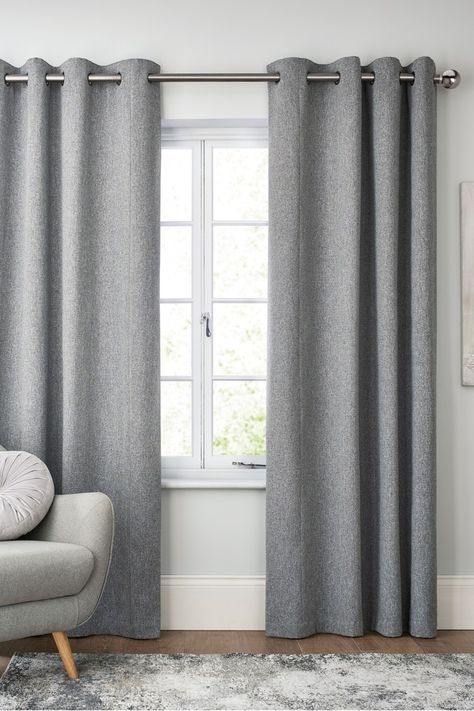 Refresh your room with these soft marl eyelet curtains. Simple silver brushed eyelets make them easy to pair with your existing or chosen curtain pole. Dry clean only. 2 x Curtains Main 100% Polyester. Lining 100% Polyester. Grey Curtains Bedroom, Grey Curtains Living Room, Silver Curtains, Plain Curtains, Simple Curtains, Rustic Curtains, Grey Curtains, Curtains Living, Ideas Casa