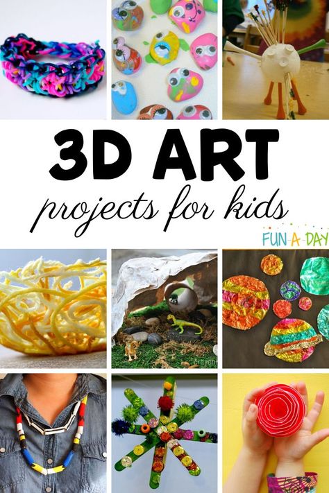 Art projects for kids that really POP! There are crafts, wearable art projects, and 3D art projects that are beautiful enough to give as a handmade gift! 3d Art Ideas, Creative 3d Art, Classe D'art, 3d Art Projects, Art Projects For Kids, 3d Sculpture, Homeschooling Ideas, Preschool Art Activities, Cool Art Projects