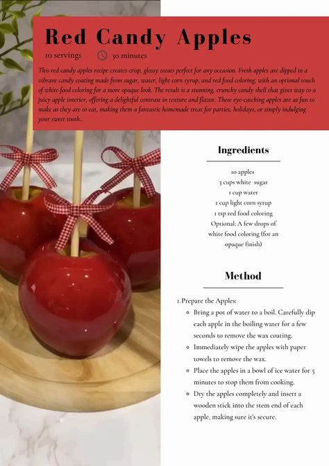 Red Candy Apples Recipe.pdf Red Candied Apples Recipe, Homemade Candy Apples Recipe, Easy Candy Apple Recipe, Candied Apple Slices, Candied Apples Recipe, Cinnamon Candy Apple Recipe, Apple Syrup Recipe, Candy Apples Recipe, Red Candy Apples