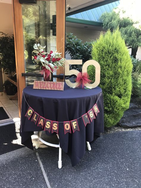 50 Year Class Reunion Decorations, 20 Year Class Reunion Ideas Decoration, Class Reunion Decorations Centerpieces, 40th Reunion Ideas High Schools, Highschool Reunion Decorations, High School Reunion Decor, 40th Class Reunion Ideas, 20 Year Reunion Ideas, Reunion Table Centerpieces