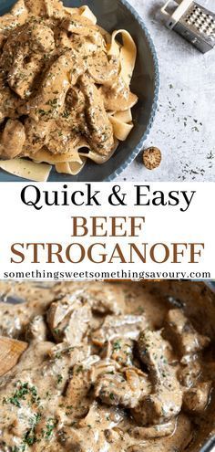 This quick beef Stroganoff recipe with tender, juicy slices of rump steak, mushrooms and sour cream is so delicious and takes just under 20 minutes to make - perfect for when you want something special but are short on time. #quickbeefstroganoffrecipe #beefstroganoffrecipewithcream #beefstroganoffrecipeeasy #beefstroganoffrecipeuk Beef Stroganoff Cream Cheese, Rump Steak Recipes, Steak Stroganoff, Steak With Onions, Best Beef Stroganoff, Beef Rump, Creamed Beef, Beef Stroganoff Recipe, Beef Stroganoff Easy