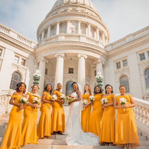 Bridesmaids Dresses Mustard Yellow Braidsmaid Dresses, Yellow Bridesmaid Dresses Black Women, Mustard Yellow Dress Outfit, Mustard Yellow Dress Outfit Wedding, Mustard Bridesmaid Dresses Black Women, Mustard Yellow Bridesmaid Dresses, Yellow Bridal Party, Marigold Yellow Bridesmaid Dresses, Mustard Yellow And Navy Blue Wedding Bridesmaid Dresses