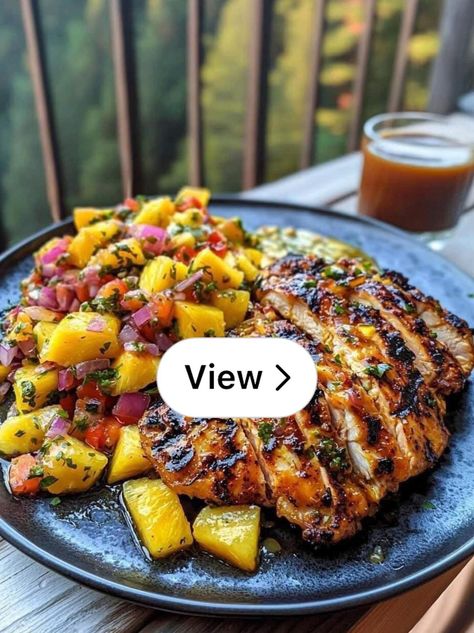 Lemon8 · Lemon Ginger Chicken with Pineapple Mango Salsa · @foodandrecipes Lemon Ginger Chicken With Mango Pineapple Salsa, Lemon Ginger Chicken With Pineapple Salsa, Lemon Ginger Chicken With Pineapple Mango, Pineapple Mango Salsa Chicken, Lemon Ginger Chicken With Mango Salsa, Lemon Ginger Chicken With Pineapple Mango Salsa, Chicken Mango Recipes, Fresh Pineapple Recipes Healthy, Mango Sauce For Chicken