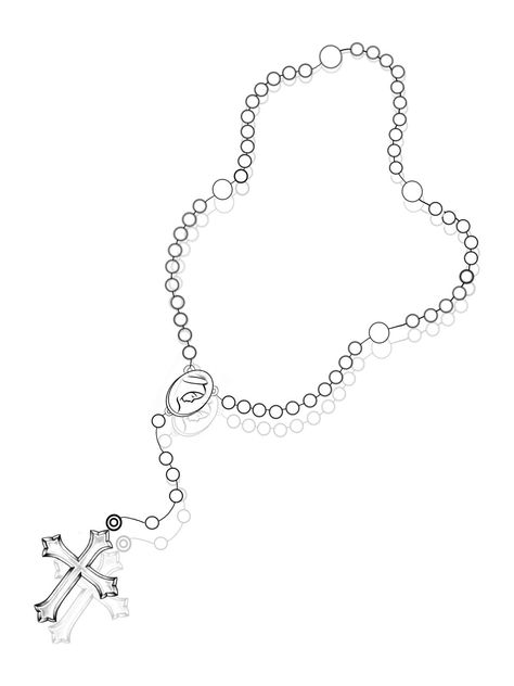 Cross Rosary Tattoo Design, Cross With Beads Tattoo, Rosary Bead Tattoo Stencil, Rosary Stencil Tattoo, Rosary Sleeve Tattoo, Cross Necklace Drawing, Rose With Rosary Tattoo Design, Rosary Bead Tattoo Women, Rosario Drawing